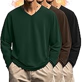 August Alley 3 Pack Men's Big and Tall Shirts Thermal Fleece Lined Long Sleeve Tops V Neck Sweatshirts Base Layer Tees Winter