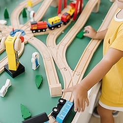 Melissa & Doug Deluxe Wooden Railway Train Set