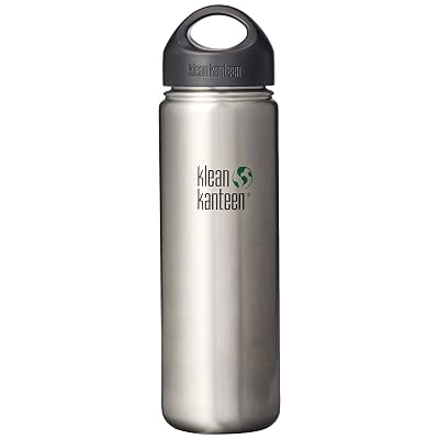 Klean Kanteen Wide Mouth Single Wall Stainless Steel Water Bottle with Leak Proof Stainless Steel Interior Cap