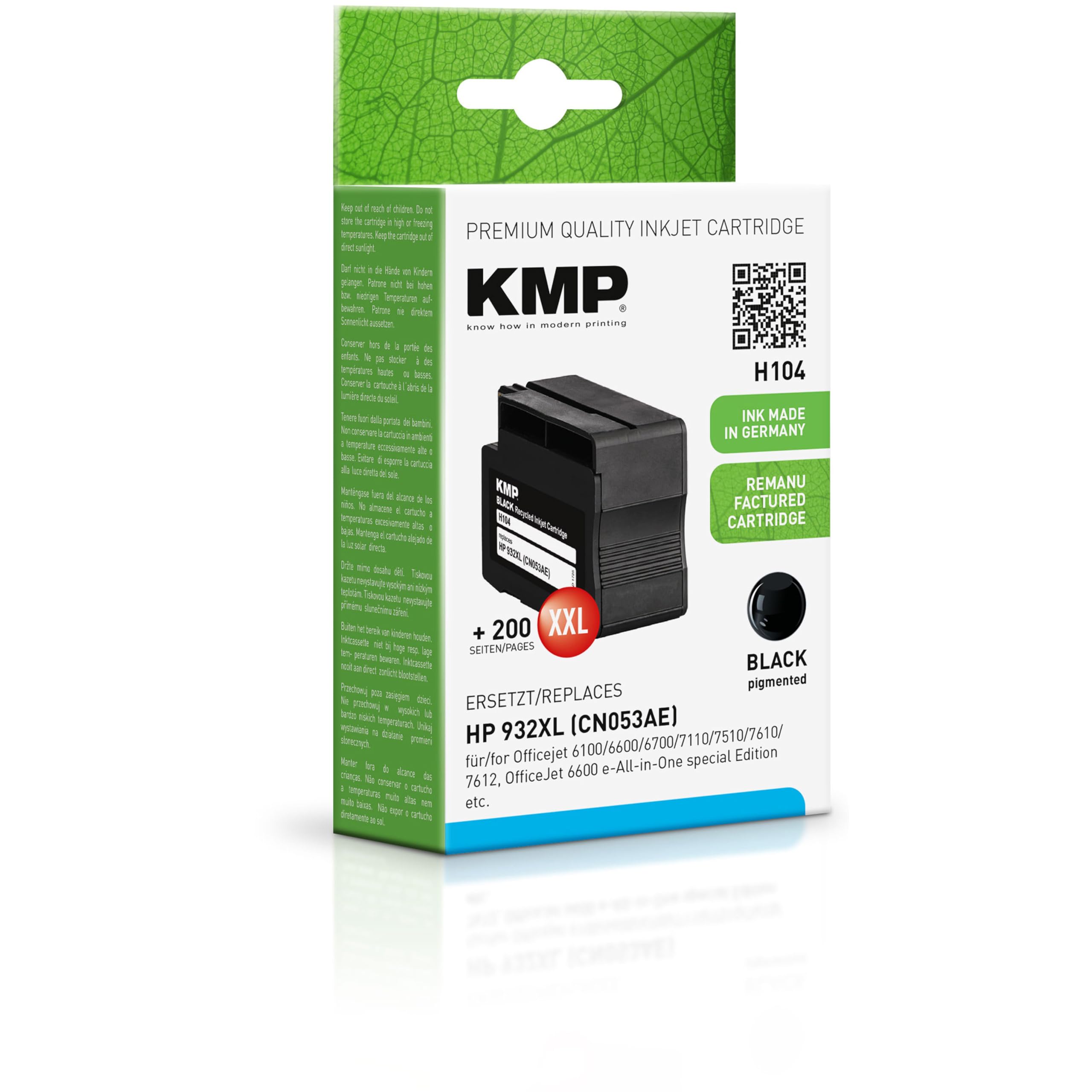 KMP Compatible Premium Ink Cartridge for HP 932XL - Black