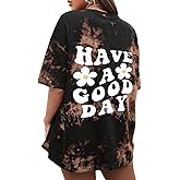 CSDAJIO Women's Trendy Oversized T Shirt Graphic Tee Crewneck Short Sleeve Loose Cute Going Out Summer Tops