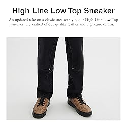 COACH Men's High Line Sneaker, Khaki/Black, 10.5