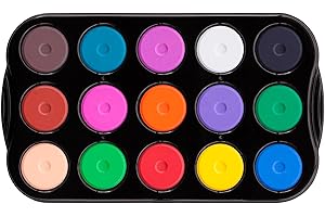 Jack Richeson Mini Tempera 15 Piece Set in Heavy Duty Black, 1 Count (Pack of 1), Assorted with Tray