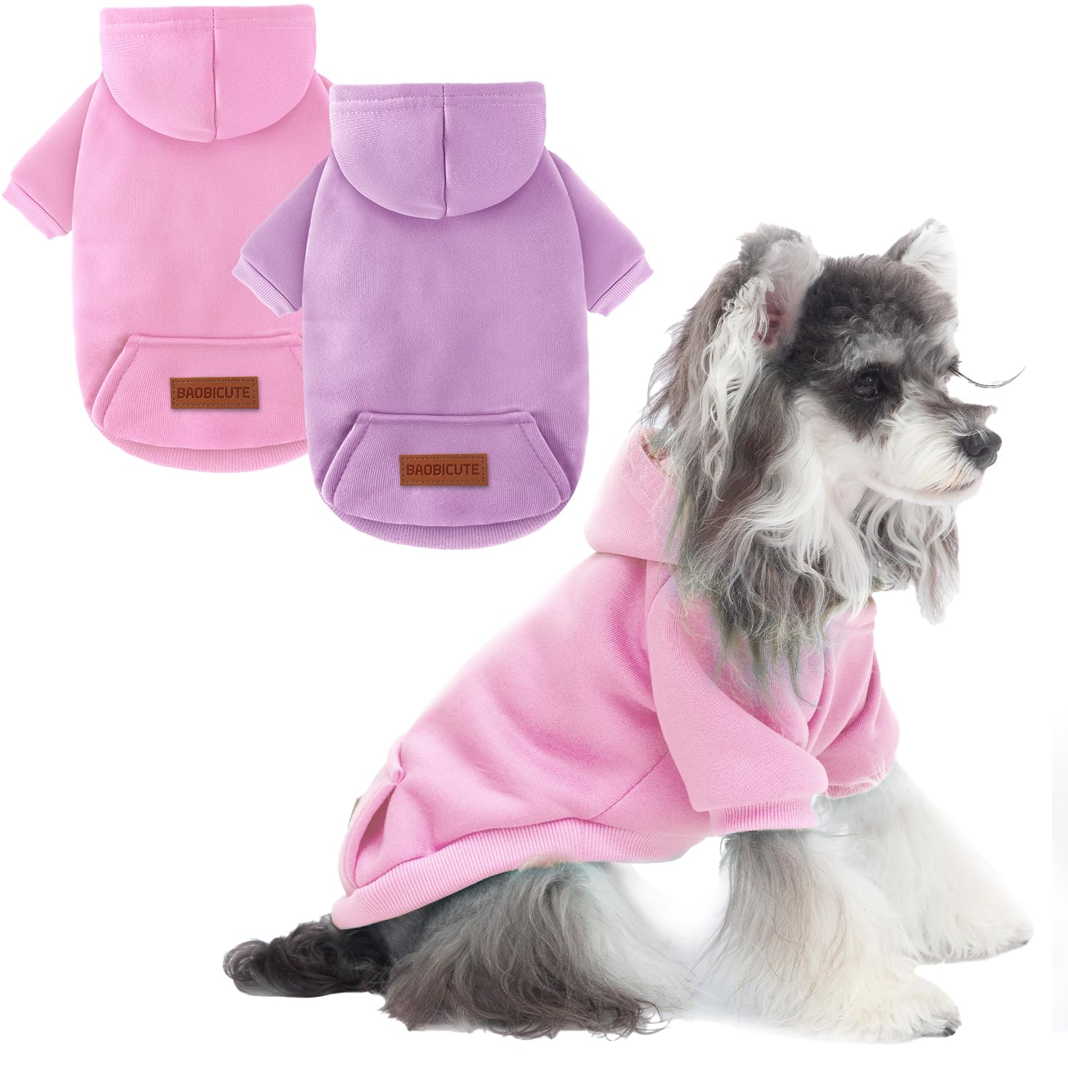 Photo 1 of 2 Pack Dog Hoodie Warm Hood Dog Sweater Cold Weather Small Dogs Sweatshirt Comfort Pet Clothes for Small Medium Dogs with Pockets Cats Chihuahua Clothes for Male Female Girl Boy Sporty Daily Wear