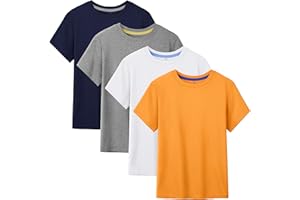 HoeVou 4 Pack Boys Shirts Short Sleeve Cotton Shirts for Boys Summer Tshirts Kids Basic T-Shirts Unisex Tees Top Clothes