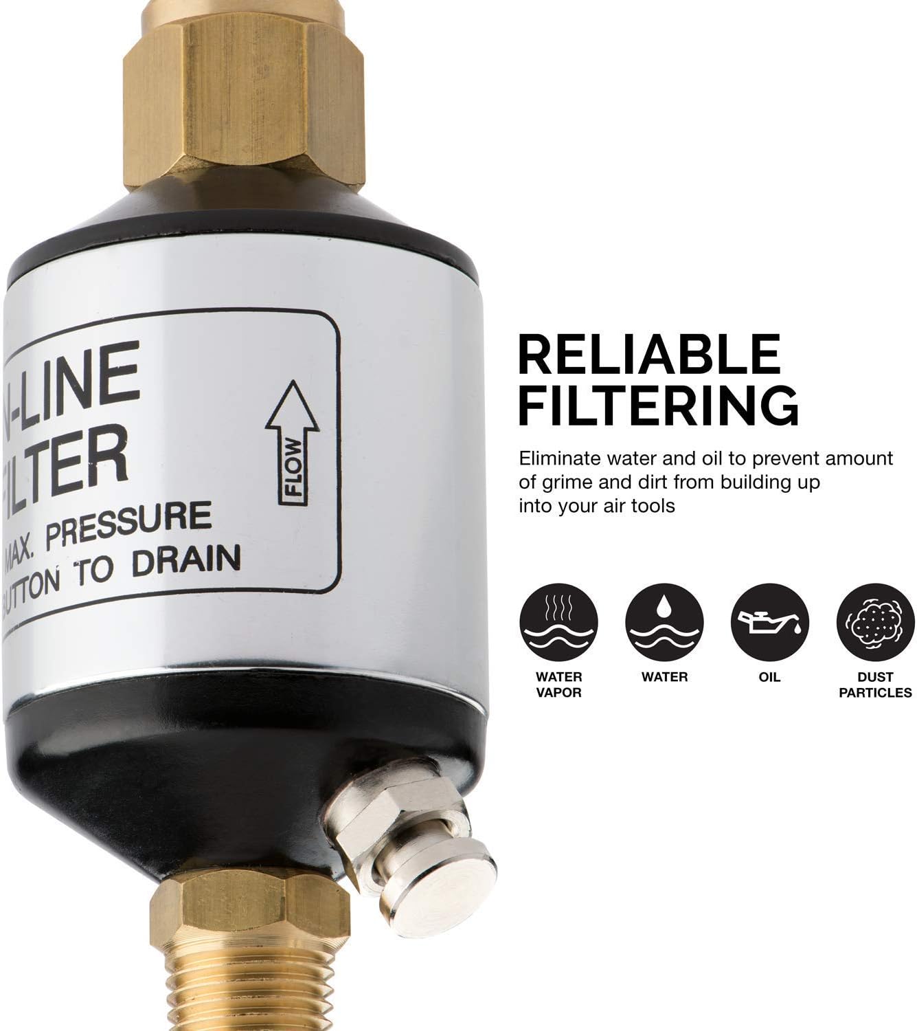 Neiko 30253A Water & Oil Separator For Air Line | 1/4" Npt Inlet & Outlet | 150 PSI - - 