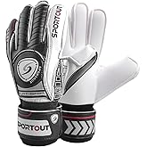 Sportout Goalkeeper Gloves with Fingersave, Breathable Soccer Goalie Gloves, 4mm Latex, for Kids, Youth and Adult