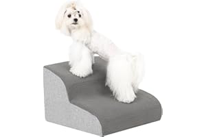 Uross Dog Stairs for Small Dogs- Dog Steps Stairs Ramps for Couch, High Density Foam Pet Steps Stairs for Dogs to Get on Bed, 2 Tiers Cat Doggy Steps Ramps for Joint Pain Dog(Grey)
