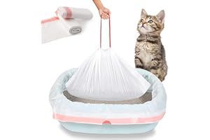 Cat Litter Box Liners, 60 Count Jumbo Extra Durable Large Drawstring Kitty Litter Pan Bags Cat Waste Litter Bags Pet Cat Supp