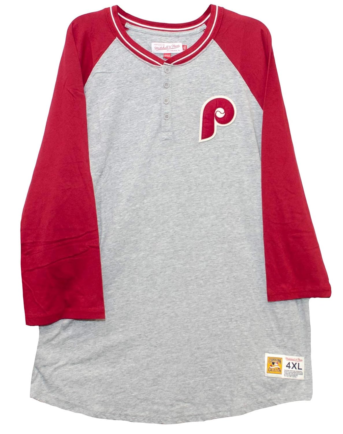 Mitchell & Ness Philadelphia Phillies 4-Button 3/4 Sleeve Nostalgia Henley T-Shirt