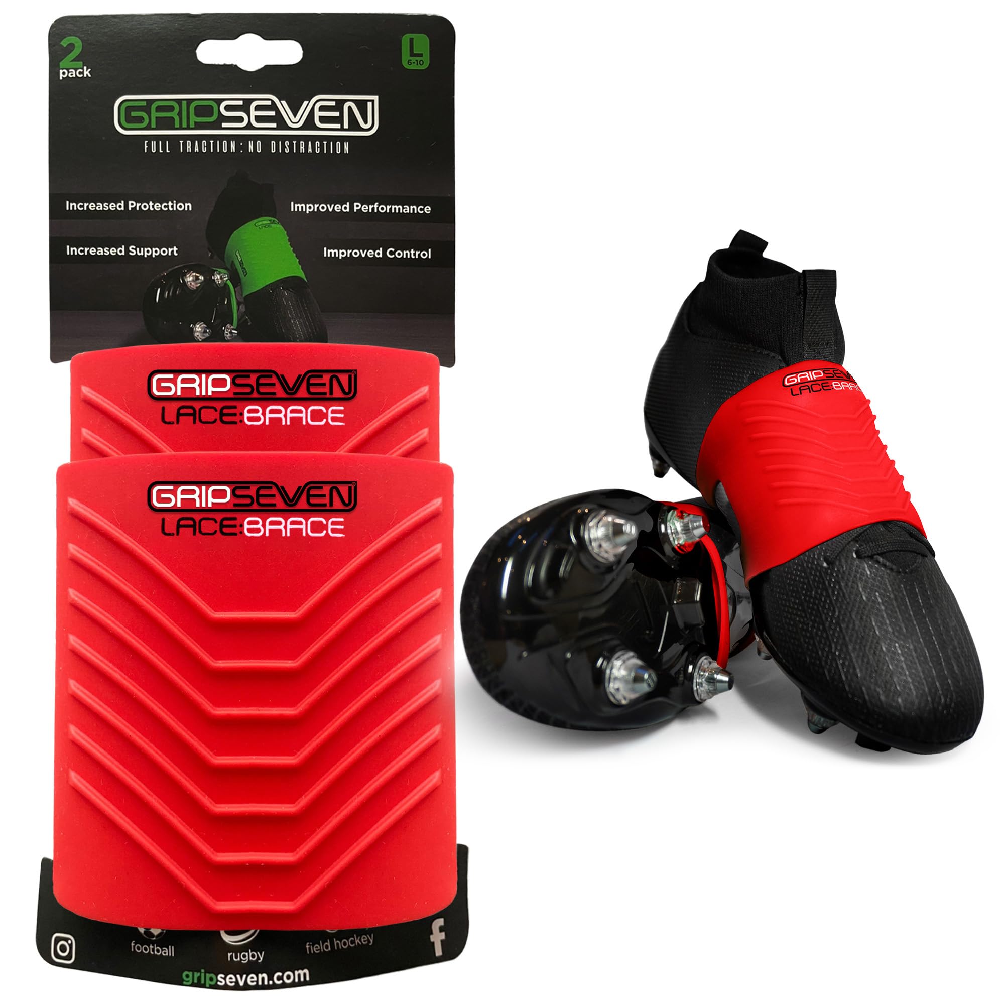GRIP SEVEN Football Boots Lace Covers, Size 1-5 UK Rugby Boots Laces Covers Made from Durable Silicone, Football Accessories for Men, Women, Kids, Keeps Laces Tied During Sports