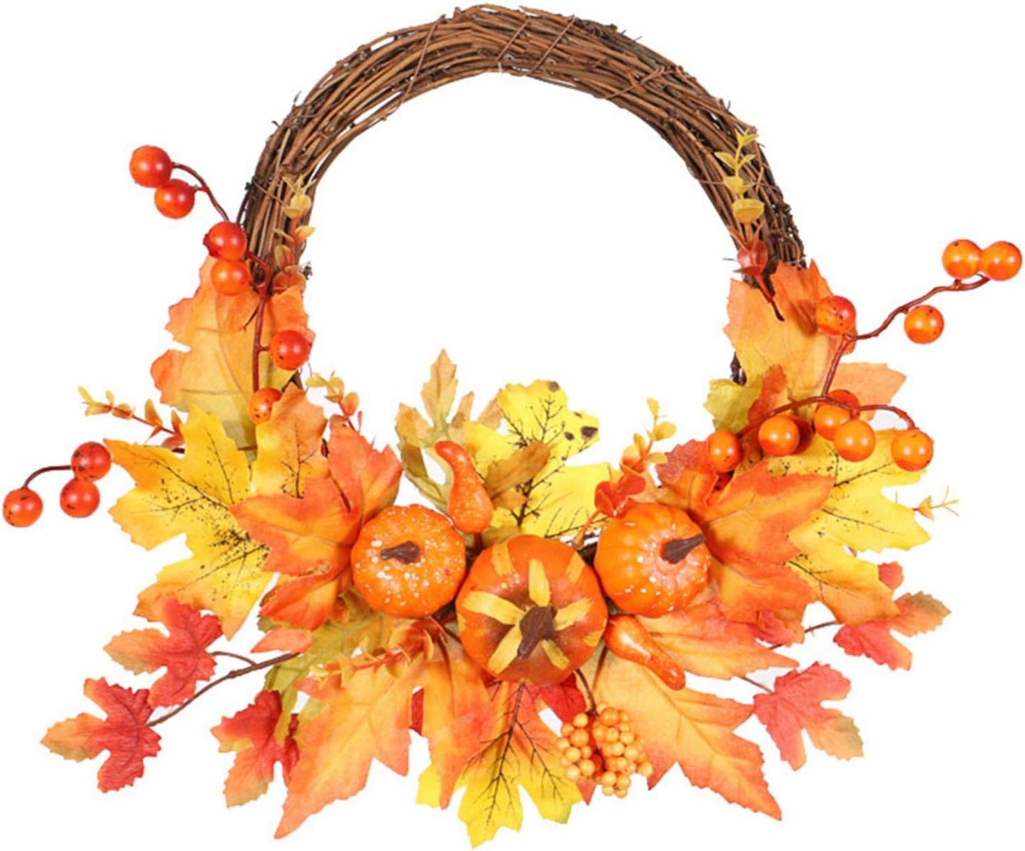 35cm/13.78inch Autumn Artificial Wreaths Maple Leaf Pumpkin Garland Autumn Theme