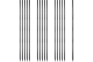 VVOKGO 36" Ground Rebar Stakes (16 pcs), Heavy Duty Hook Ground Anchors, Steel Plant Support Garden Stake with Chisel Point end Black Plastic Spraying for Anti-Rust