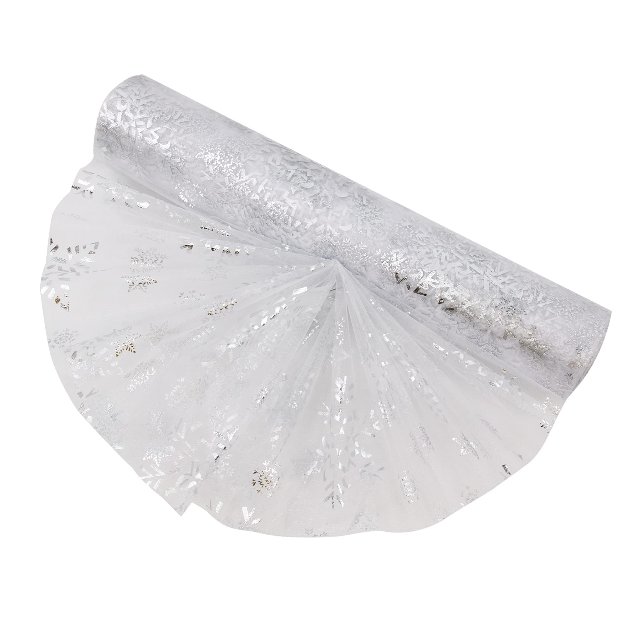 Time to Sparkle 29cm*10m Sheer Organza Roll Sash Fabric Table Runner Sashes Chair Cover Bows Swags Wedding Party - Silver Flake