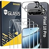 letosan 3 Pack for Google Pixel 10 Pro Screen Protector Tempered Glass + 3 Pack Camera Lens Protector, Military Grade Shatterproof, 9H Hardness, Fingerprint Unlock,Case Friendly 6.3 Inch
