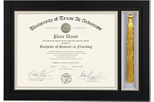 Giftgarden Wood Diploma Frame with Tassel Holder, 11x15 Frame Matted to Display 8.5 x 11 Inch Degree Certificate for Graduates Graduation Gift, Black, 1 Pack