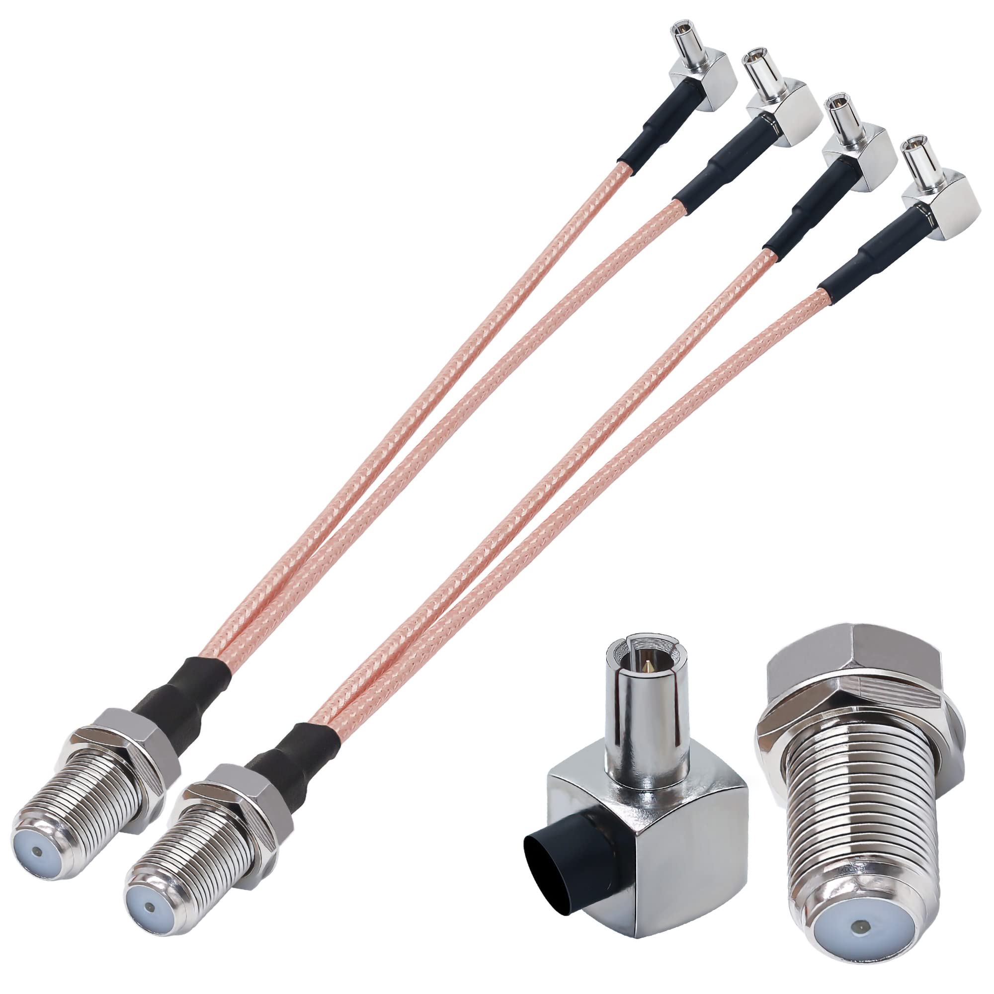 TUOLNK F to TS9 Coax Cable F Type Female to Dual TS9 Male Right Angle Splitter Cable RG316 6inch (15cm) Y Type Coaxial Cable for WLAN WI-FI Adapter/Antenna RF Extension Cable Pack of 2