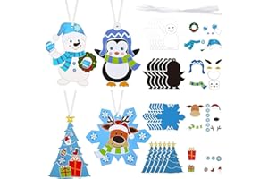 Civaner 24 Sets Christmas Crafts for Kids, Christmas Arts and Crafts DIY Xmas Tree Ornament Kit Make Your Own Xmas Craft Projects for Kids Ages 6-8 8-12, 4 Styles