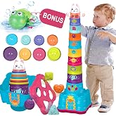 Baby Stacking Toys for Toddlers 1-3, Nesting Cup Shape Sorter for 12-18 M | with Rattle &amp; Frog, Outside/Bath/Beach/Playpen Toys for 1 Year Old Boy Girl, Montessori Stackable Learning Toy Birthday Gifts