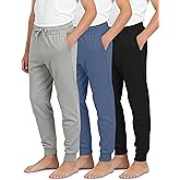 Real Essentials 3 Pack: Boys’ Ultra-Soft Jogger Pajama Pants - Kids Lounge Pjs Sleepwear (Size 4-18)