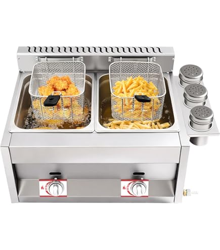 Amazon.com: Upgraded Commercial/Home Use Pro Deep Fryer 6.34QT x 2