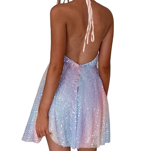 Women Y2k Sparkle Sequin Mini Dress Sleeveless Backless Halter V-Neck Short Glitter Dress Cocktail Party Clubwear in Kenya | Whizz Club Women Y2k Sparkle Sequin Mini Dress Sleeveless Backless Halter V-Neck Short Glitter Dress Cocktail Party Clubwear in Kenya | Whizz Club