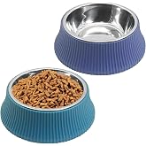 2PCS Stainless Steel Dog Bowls Set Removable Puppy Food and Water Feeder | Stable Non-Slip Base Dishwasher Safe Puppy Bowl No Tip Dog Bowls High Capacity Dog Water Bowl For Cat Rabbit Guinea Pig