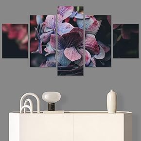 SIGNWIN 5 Panel Canvas Wall Art Pink Fields...