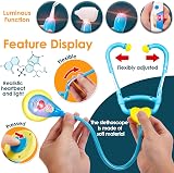 BUYGER 16 Pcs Kids Doctor Set Lights and Sounds Toy Kit Blue view 2
