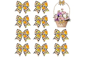 ABTOLS 10pcs Fall Wreath Bows, Black White Buffalo Plaid Bows for Wreath Autumn Leaves Burlap Bows for Front Door, Vintage Sunflower Farmhouse Tree Bows for Thanksgiving Holiday Indoor Outdoor Decor