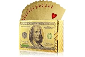 GIANT PANDA TRADING Gold Diamond Playing Cards - Durable and Waterproof, Perfect for Magic, Poker, Parties, and Special Occasions. Ideal for Memorable Gifts. ($100 Bill Theme, 1 Deck)