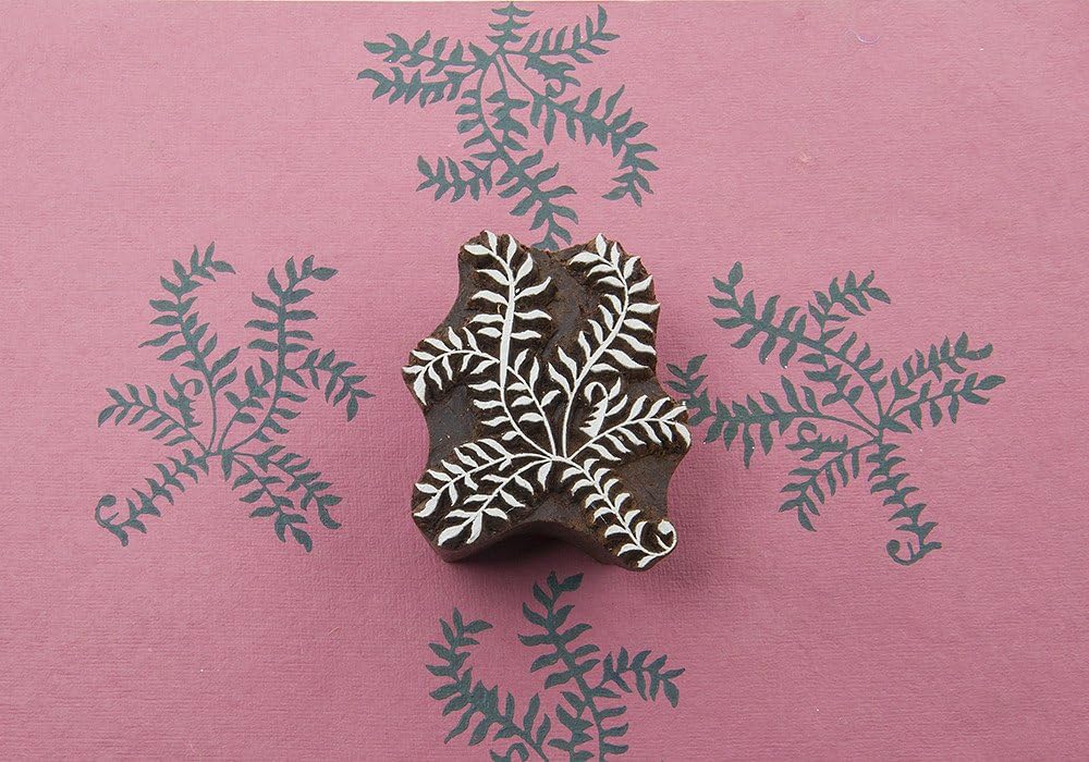 Blockwallah Winding Leaves Wooden Block Stamp