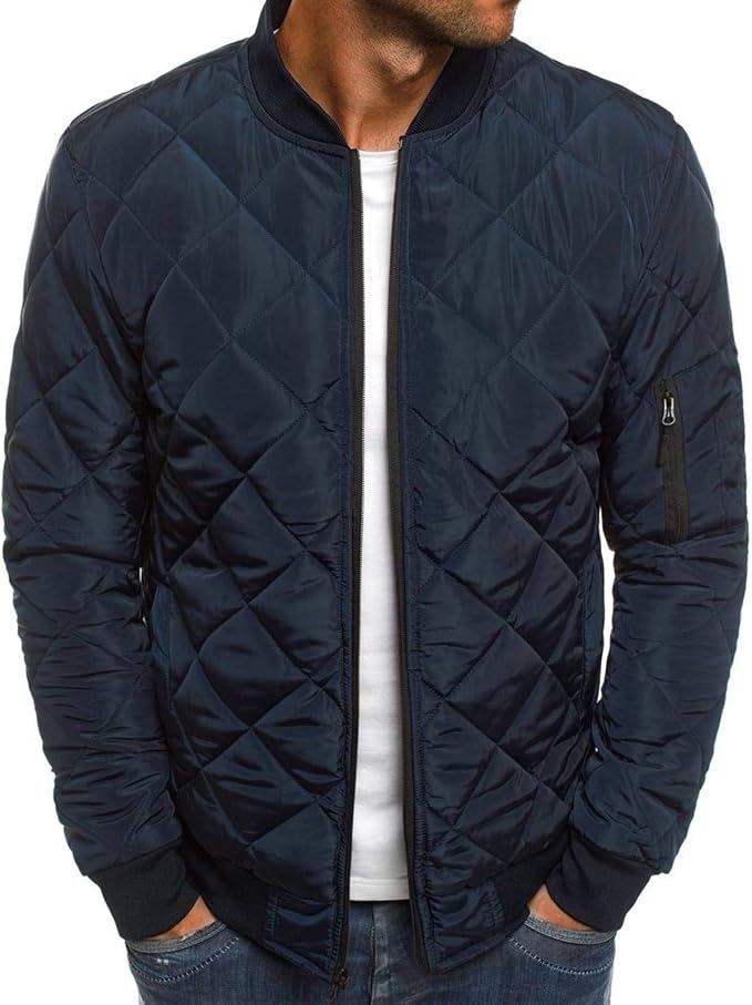 Bomberjacke für Herren, gesteppt, für Herbst und Winter, gerippt