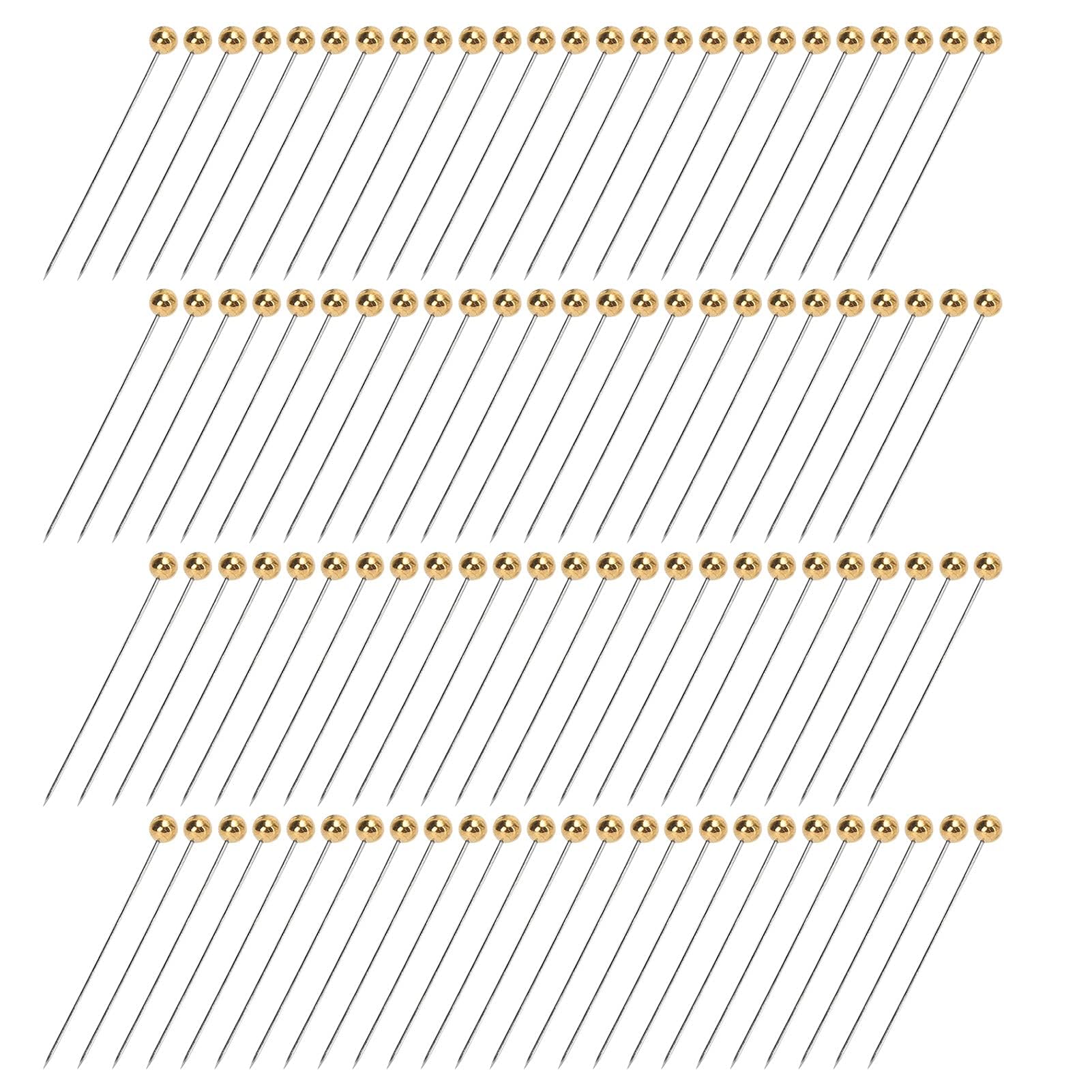 100Pcs Sewing Pins, Plastic Gold Ball Head Straight Pins Quilting Pins for Fabric, Dressmaker Jewelry DIY Decoration, Art Craft and Sewing Projects