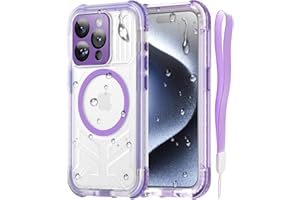 Haireca for iPhone 15 Pro Waterproof Case, [Built-in Lens & Screen Protector] [IP68 Underwater] [15FT Military Shockproof], Frosted Back Full Body Protection 15 Pro Phone Case 6.1", Purple
