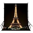Black Backdrop Background for Photography Lights up The Eiffel Tower Backdrops for Photoshoot 5×7ft Use for Photography Backdrops Wedding Party Happy Birthday Backdrop