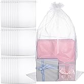 AojSup 30 Pcs Large Organza Bags - 16 x 24 Inches Extra Big Organza Drawstring Bags, White Mesh Bag for Gifts, Wedding Favors, Jewelry & Party Decor (40 x 60cm)