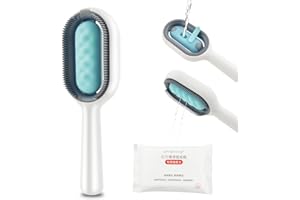 LELEAN Cat Brush With Water 2-in-1 Pet Hair Removal Comb with Water Tank Wet Cat Brush Cat Brush for Shedding and Grooming Pet Hair Removal Tool Sticky Brush 2.0 for Cats（Towels Included）