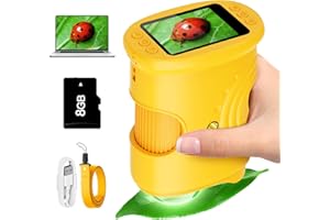 Alotwan Microscope for Kids 1000X Digital, Handheld Kids Microscope HD Screen Video Record, Portable Miniscope STEM Toys, Birthday Gifts for 3 4 5 6 7 8-12 Year Old Boys Girls, 8GB TF Card Included