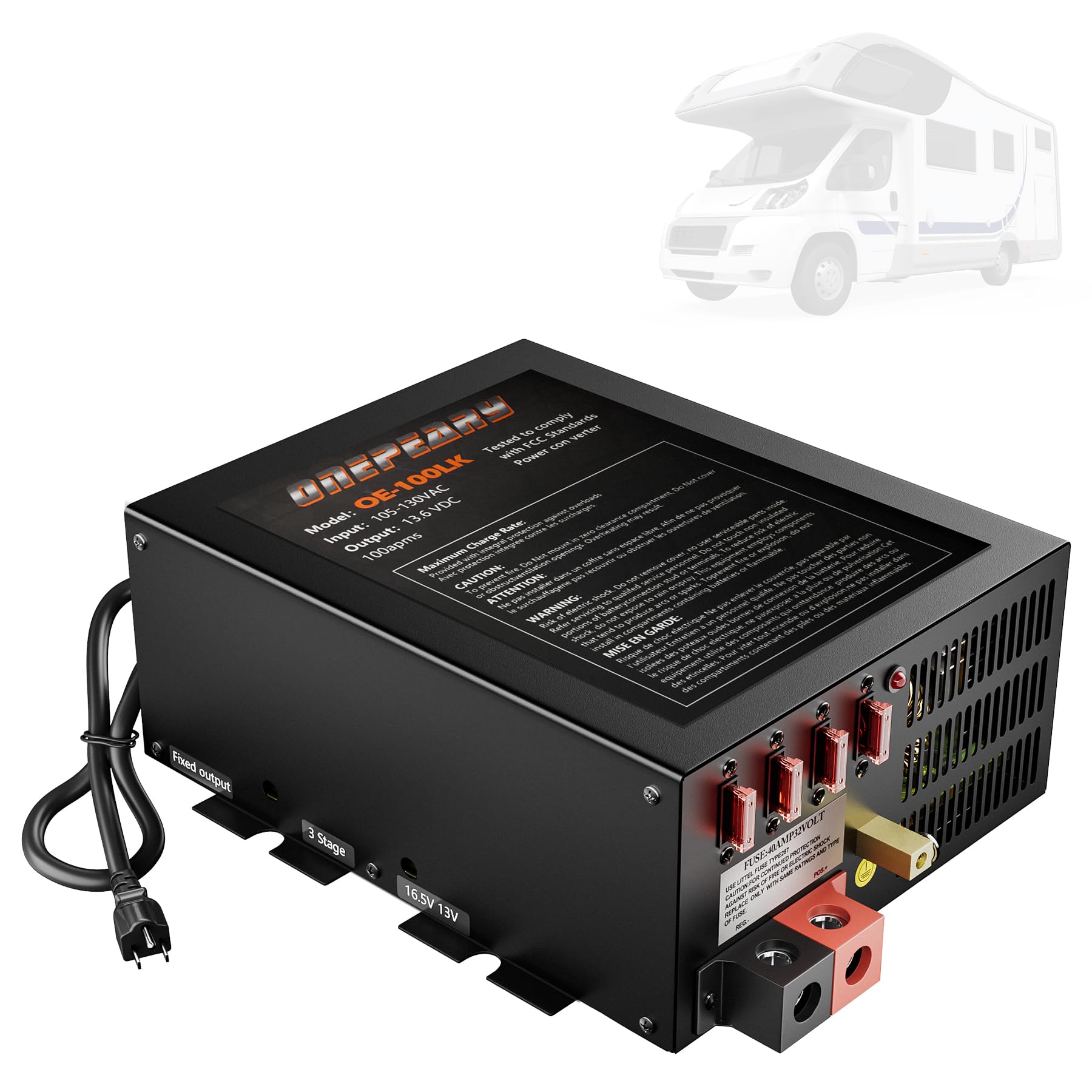 Photo 1 of PM4 100 Amp RV Power Converter - Power Converter with Built-in 4 Stage Smart Battery Charger - Multiple Capacities 100A 110V AC to 12V DC 100 Amp Battery Charger RV Power Converter Replacement