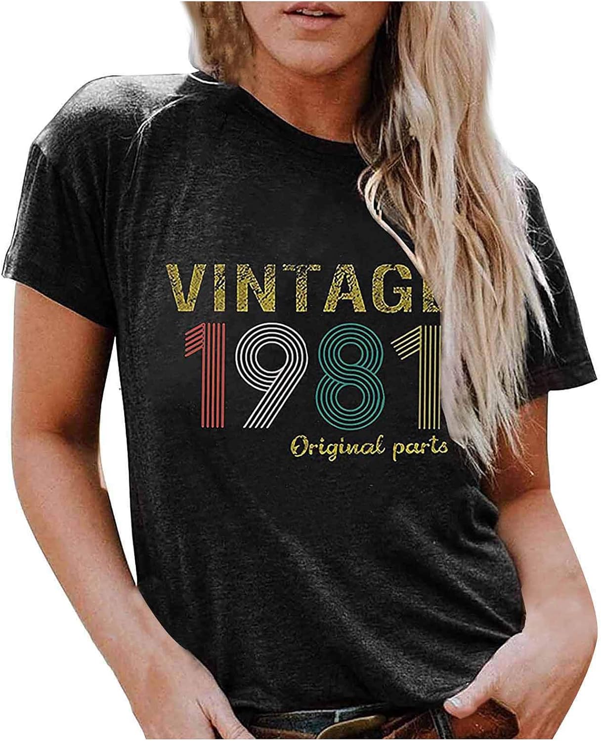 VJGOAL Vintage 1981 T Shirts for Women Birthday Gift Shirt Retro