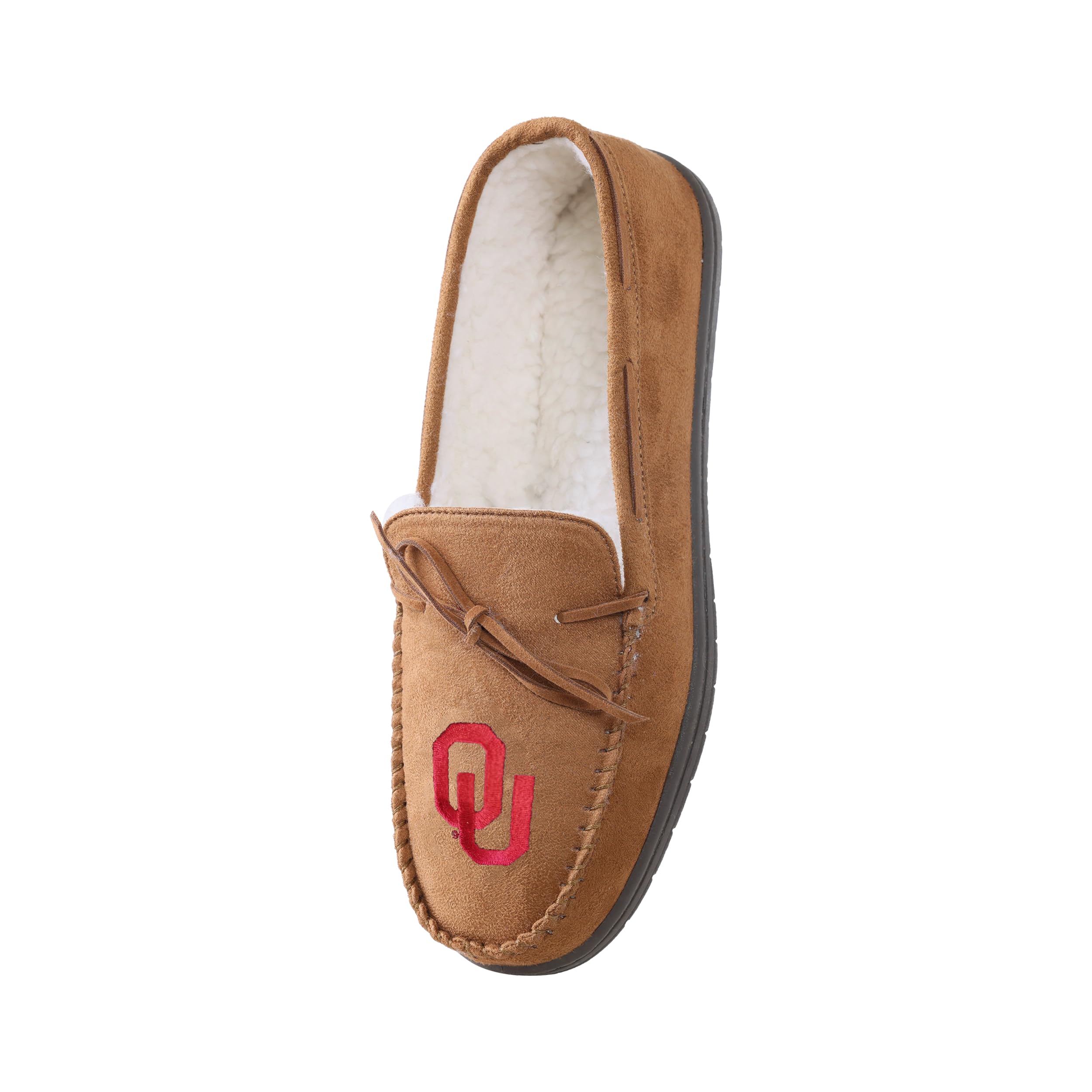 FOCO NCAA Oklahoma Sooners Mens College Team Logo Moccasin Slippers, Tan, Medium (9-10)