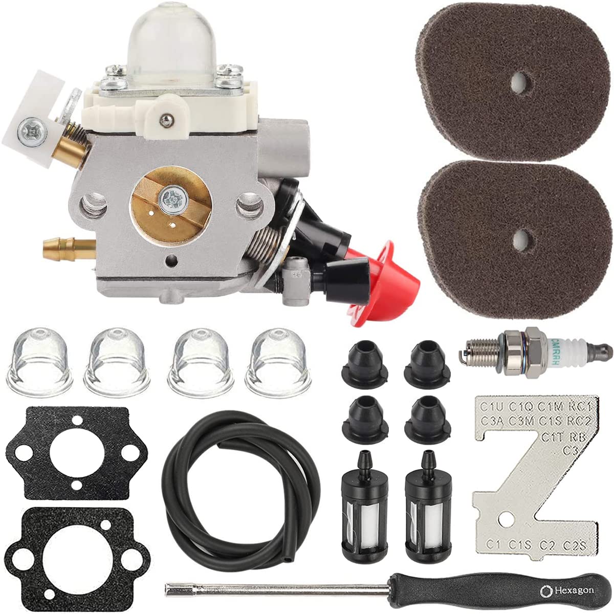 ZAMDOE FS56RC FS40 Carburetor for Stihl FS40 FS50 FS56 FS70 FC56 FC70 HT56 HT56C KM56 KM56RC KN56 Trimmer Weed Eater, replaces # C1M-S267A, 4144 120 0608