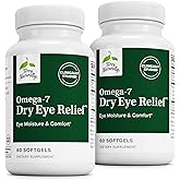 Terry Naturally Omega-7 Dry Eye Relief - Eye Health Supplement with Buckthorn Seed Oil - Dietary Supplement to Aid Dry Eye Relief - 60 Softgels, 2 Pack
