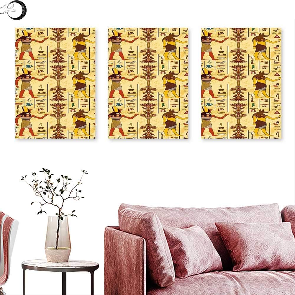 J Chief Sky Egyptian Landscape Canvas Egyptian Papyrus Depicting Queen Nefertari Making an Offering to Isis Image Print triptych art Multicolor triptych art canvas W 12" x L 24" x3pcs