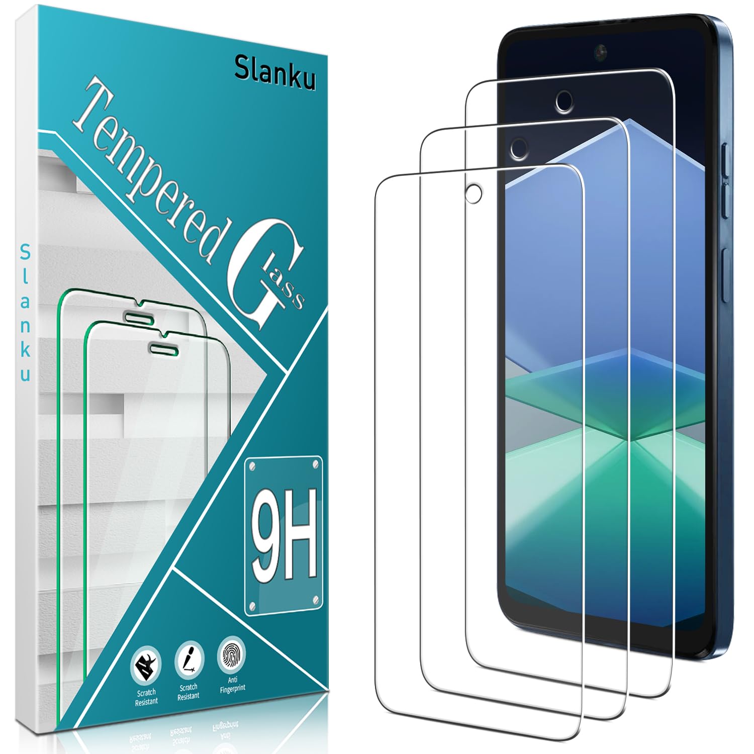 Photo 1 of Slanku (3 Pack Tempered Glass for Motorola Moto G Play 2024 Screen Protector, Touch Sensitivity, Scratch Resistant, Bubble Free, Case Friendly
