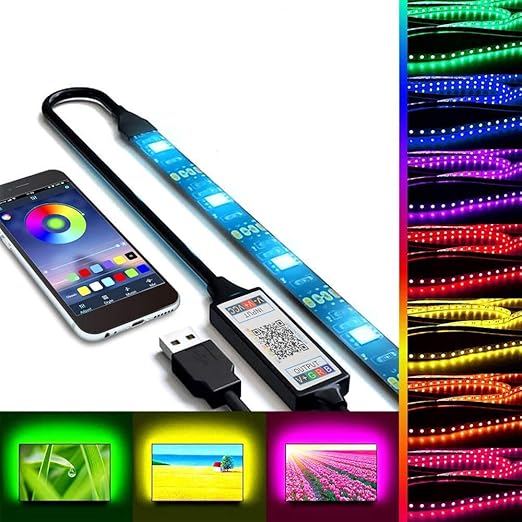 2m Usb Led Strip Light Bluetooth Smartphone App Control Rgb 5050 Colour Changing Flexible Waterproof Tv Backlight Stripe For Indoor Outdoor Diy Decoration Amazon De Beleuchtung