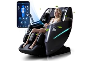 HealthRelife 4D Massage Chair Full Body Zero Gravity Recliner - 55“ SL-Track,20 Auto Modes,11 Massage Technique,40 Airbags Massage,with Yoga Stretch,APP Control,Negative Oxygen lons (Black)
