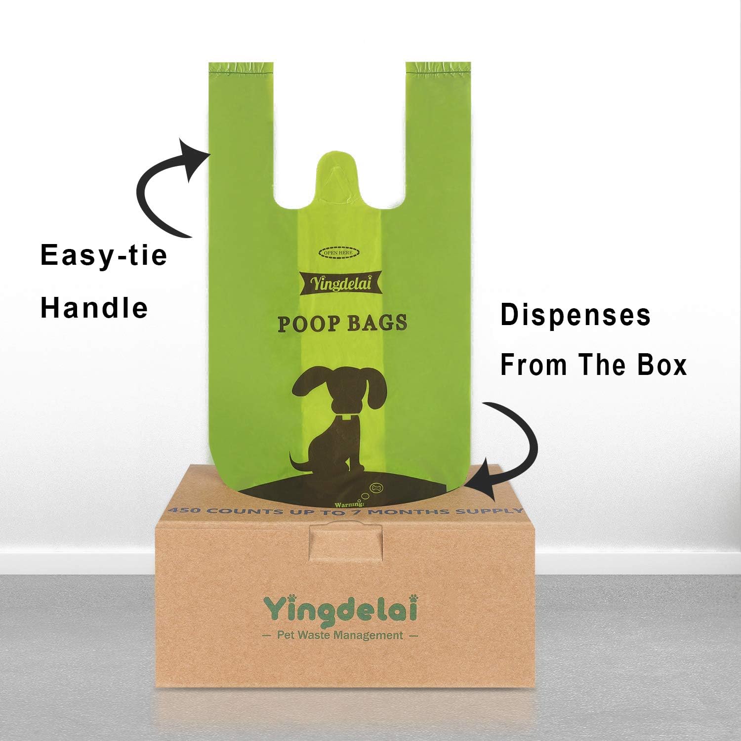 Biodegradable Poo Bags with Tie Handles - 450 Value Pack Strong & Thick Dog Poop Bags, Fresh Scented, Green, 1 count (Pack of 450) - Image 3