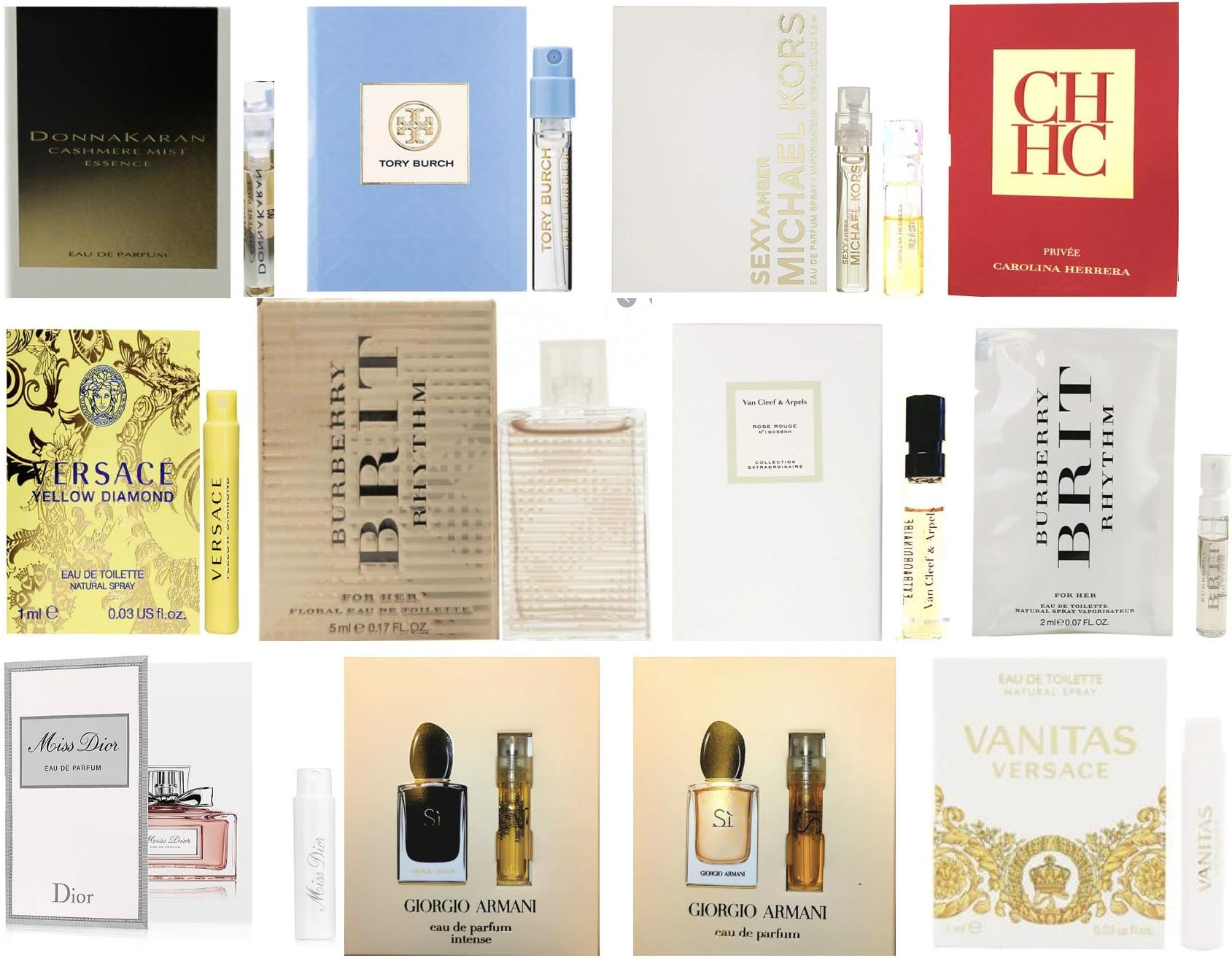 Golden Mermaid's Choice: Designer Fragrance Samples for Women - Sampler Lot x 12 Perfume Vials with one Mini 5ml-Great for Even Gifts!